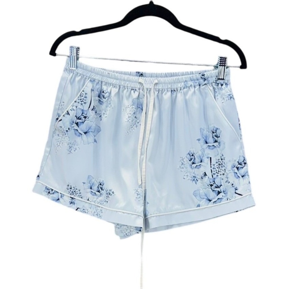 Le Rose Satin PJ Set Small Blue Floral Bridal Romantic Wedding Briddesmaid Photo - Picture 3 of 16